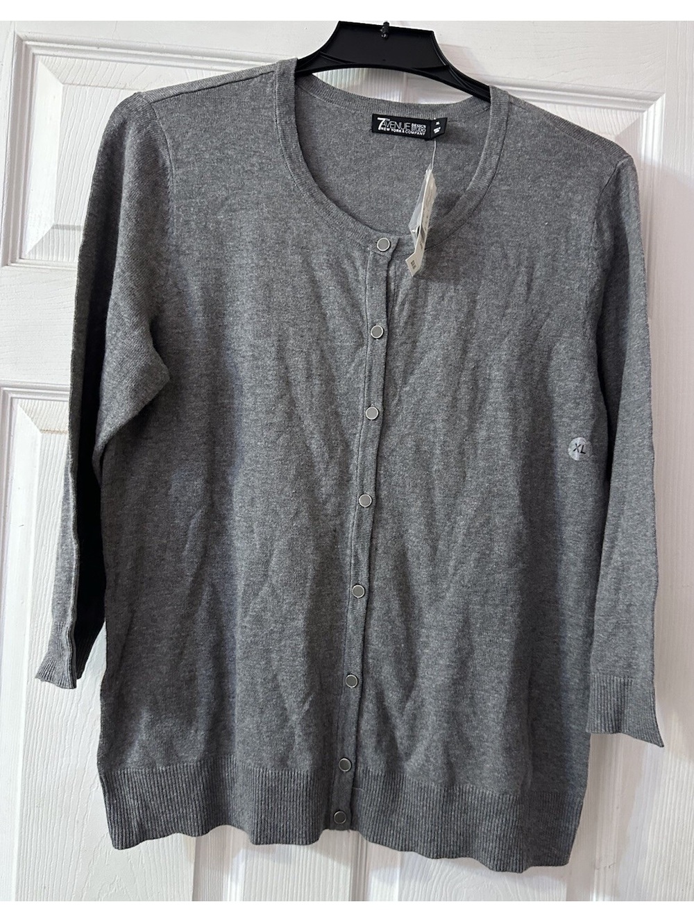 New York & Company 7th Avenue Gray Knit Long Sleeve Cardigan Sweater XL NWT